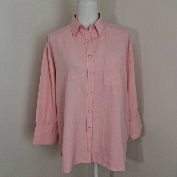 Pomander Place Pink Adair Boyfriend Shirt Size Large - Picture 11 of 11